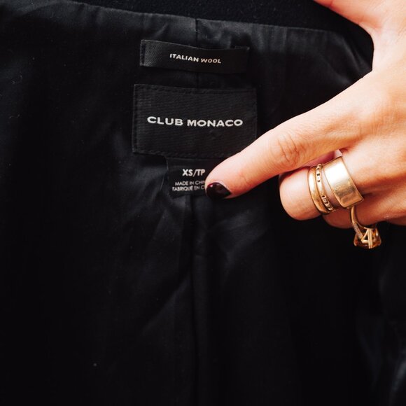 Club Monaco Italian Wool/Leather Trim Coat - Picture 3 of 5